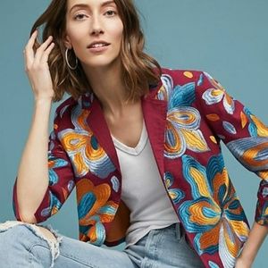 Anthropologie Sz M Woodstock Embroidered Jacket